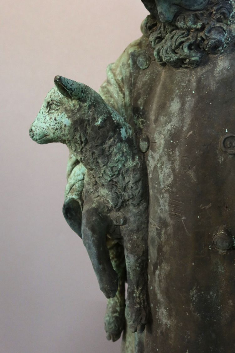 Bronze sculpture "Shepherd and his lamb" dated 1905 and signed