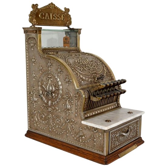 Petit modèle de caisse enregistreuse en Bronze ciselé, « National Cash Register Co.», modèle 312 – Début XXe