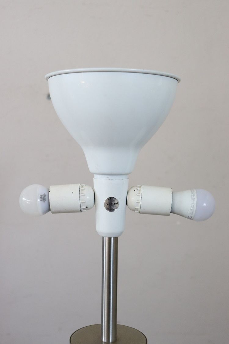 Große Tischlampe aus satiniertem Chromstahl von Goffredo Reggiani, Italien 1970er