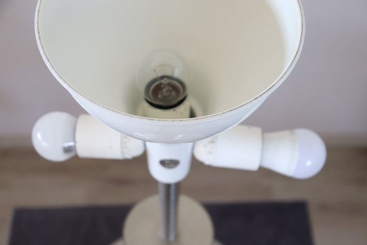 Große Tischlampe aus satiniertem Chromstahl von Goffredo Reggiani, Italien 1970er