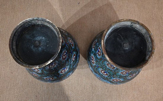 Paire d’Importants Vases en émaux cloisonnés, Japon – XIXe