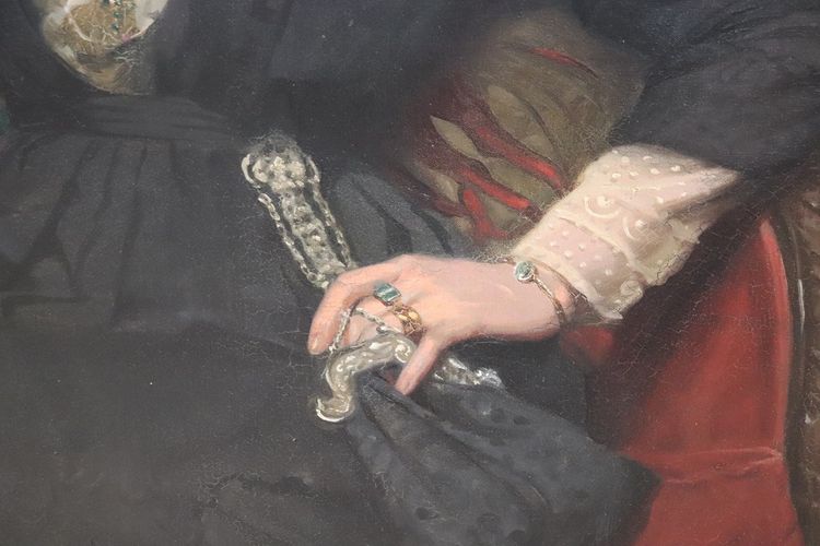 Grande dipinto a olio su tela, Ritratto di una signora, firmato e datato 1913