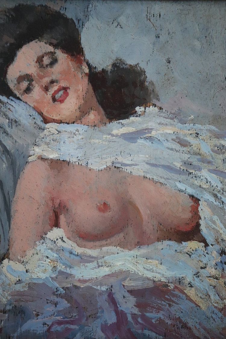 Nude of a Young Woman, Oil Painting on Board, Italy Early 20th Century