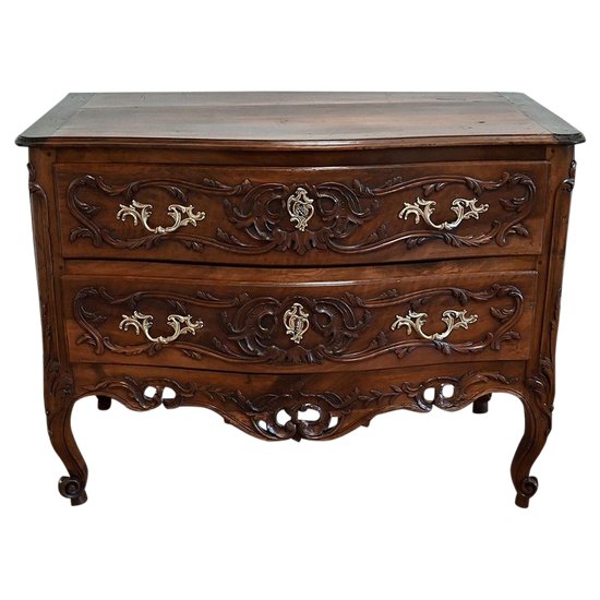 Commode Sauteuse Nîmoise en Noyer, Époque Louis XV - XVIIIe