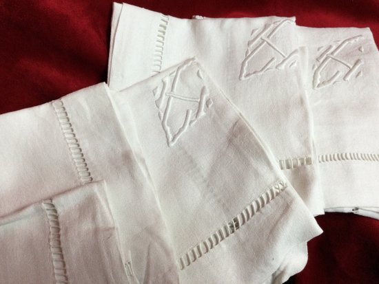 6 serviettes de table chiffrées 