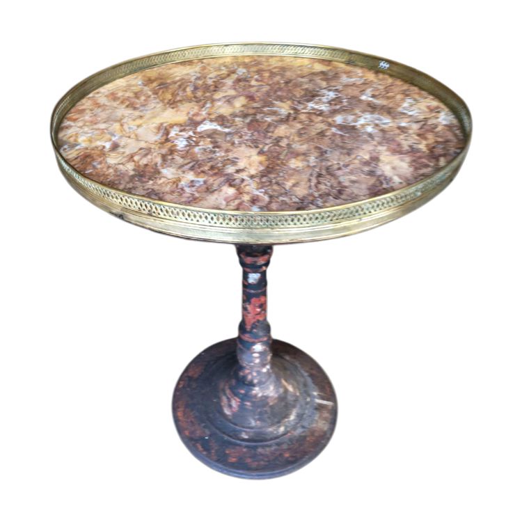 Guéridon de bistrot français, fonte et marbre - Époque 1900