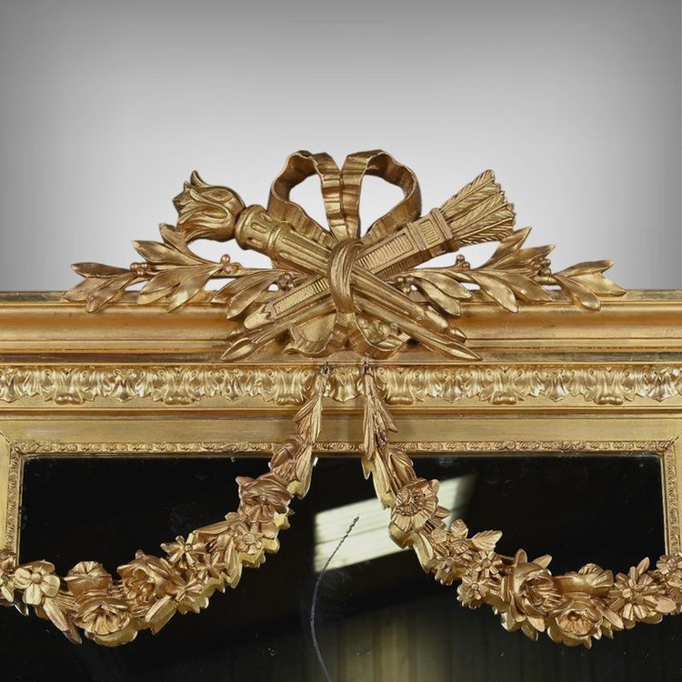 Grande specchio in legno dorato, stile Luigi XVI - seconda metà del XIX secolo