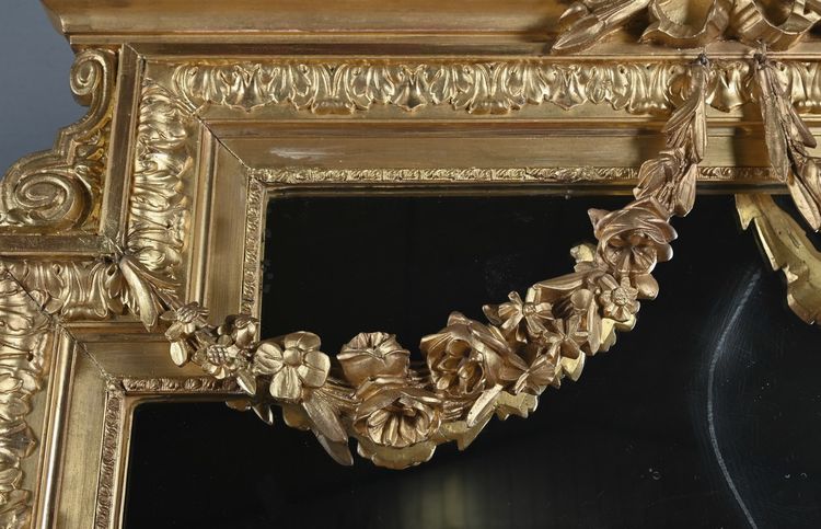 Grande specchio in legno dorato, stile Luigi XVI - seconda metà del XIX secolo