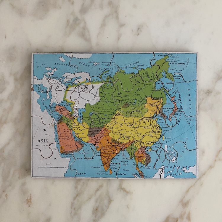 Boite puzzle cartes géographiques XIXe