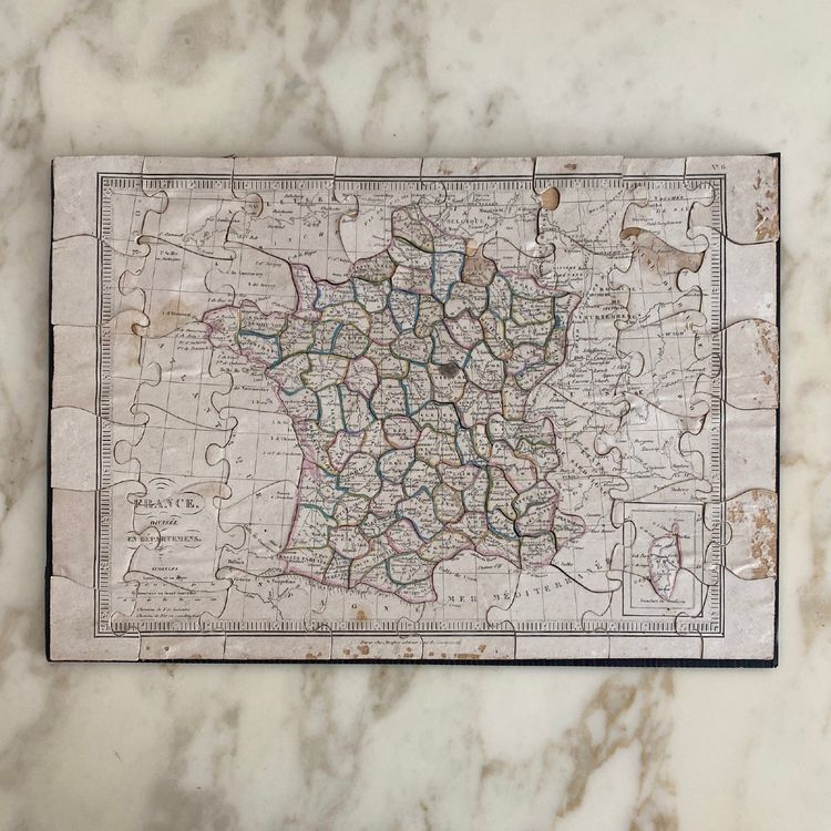 Boite puzzle cartes géographiques XIXe