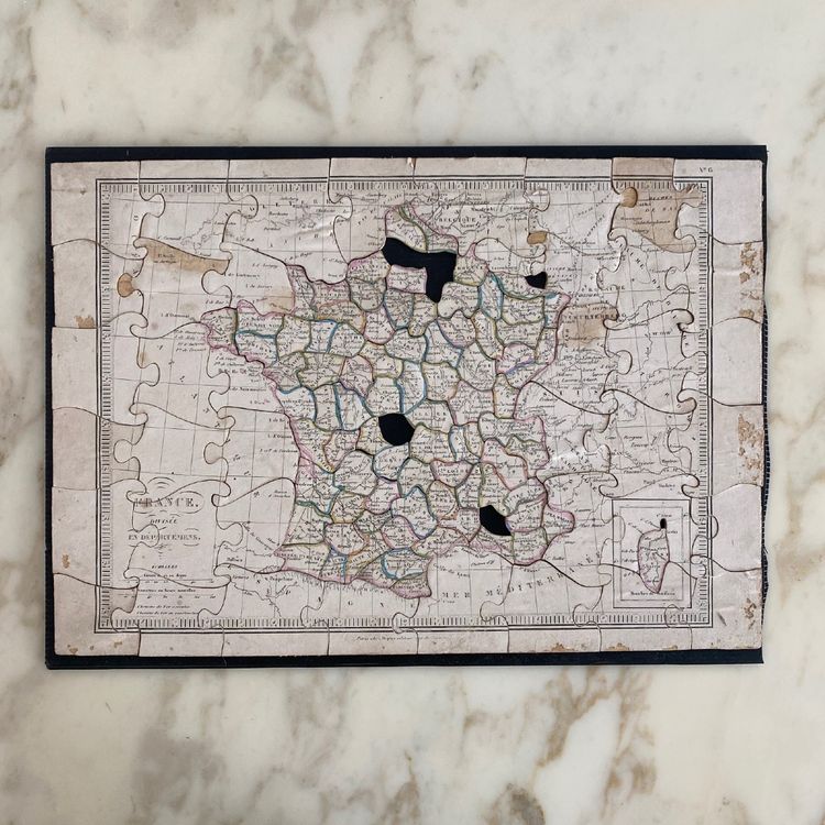 Boite puzzle cartes géographiques XIXe