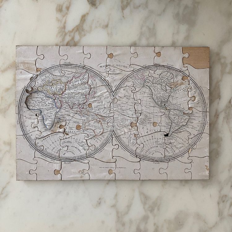 Boite puzzle cartes géographiques XIXe