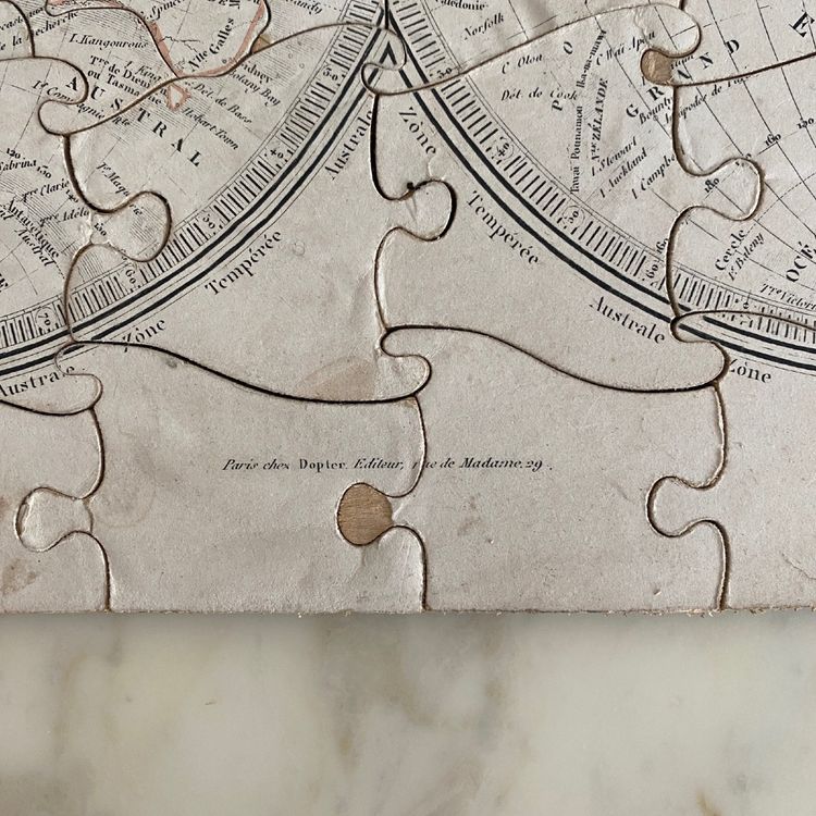 Boite puzzle cartes géographiques XIXe