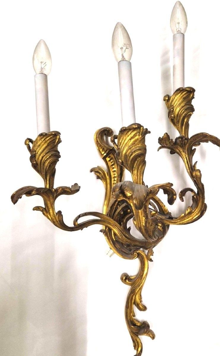 Pair of Louis XV sconces, 19th century
