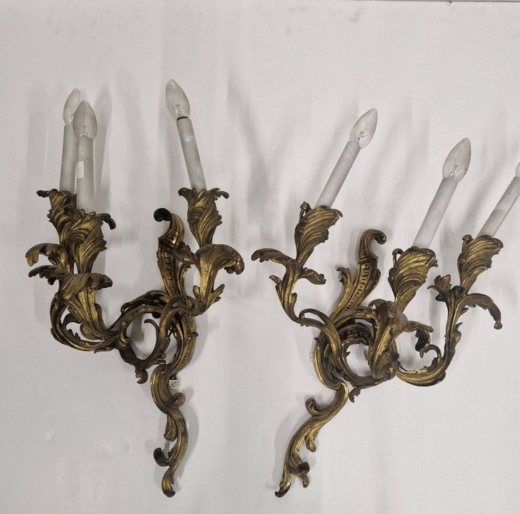Pair of Louis XV sconces, 19th century