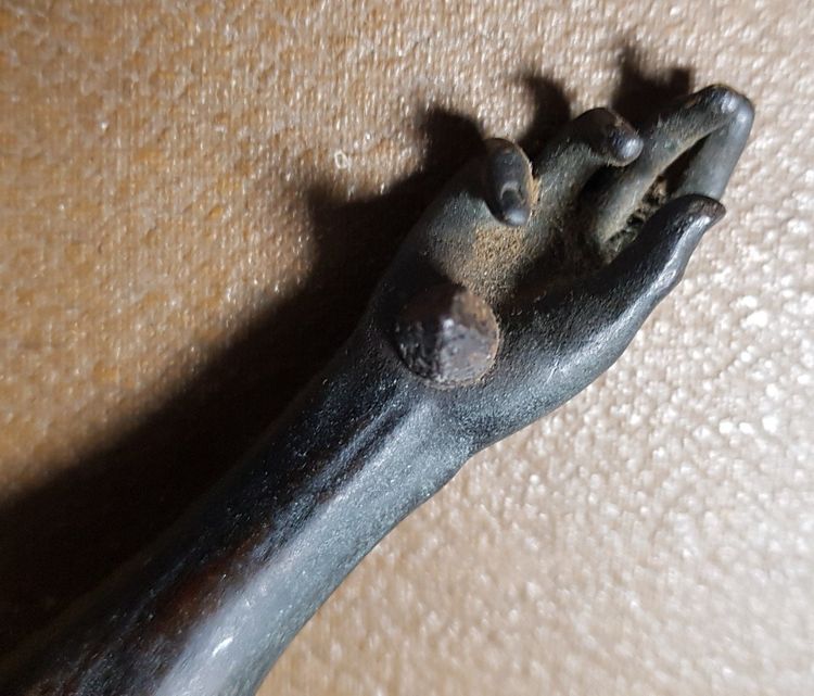 Large 18th Century Bronze Crucifix Living Christ