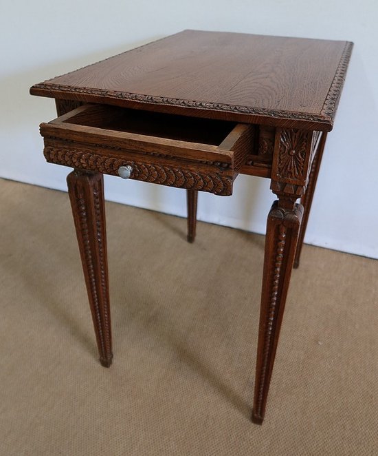 Petite Table d’appoint en Chêne massif, goût Louis XVI – 1900