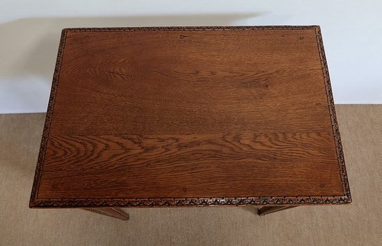 Petite Table d’appoint en Chêne massif, goût Louis XVI – 1900