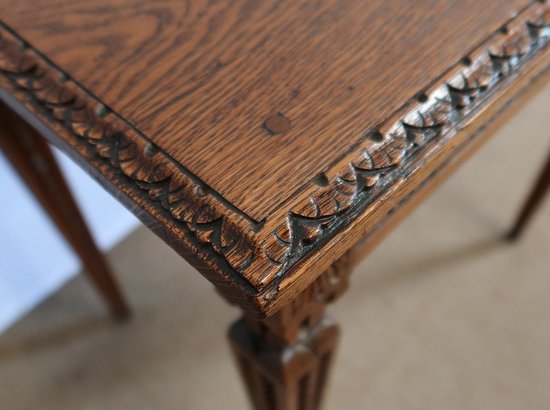 Petite Table d’appoint en Chêne massif, goût Louis XVI – 1900