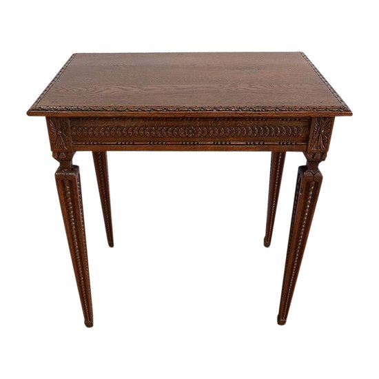 Petite Table d’appoint en Chêne massif, goût Louis XVI – 1900