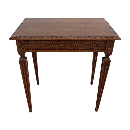 Small solid oak side table, Louis XVI style - 1900