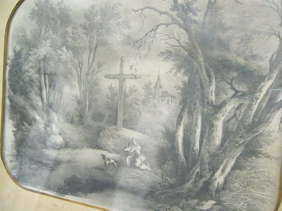 Old landscape drawing from 1850 by Lemercier