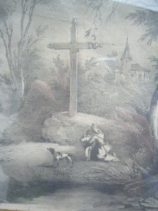 Old landscape drawing from 1850 by Lemercier