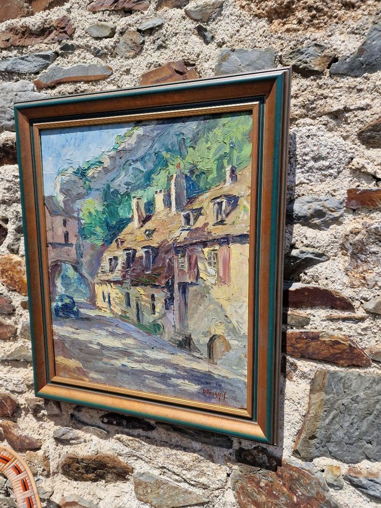 Painting 1950 The Carved Gate of Besançon Doubs Burgundy Franche-Comté By Robert François