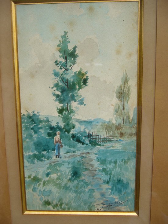 Paire d'aquarelles début du XXe siècle signées Carpentier