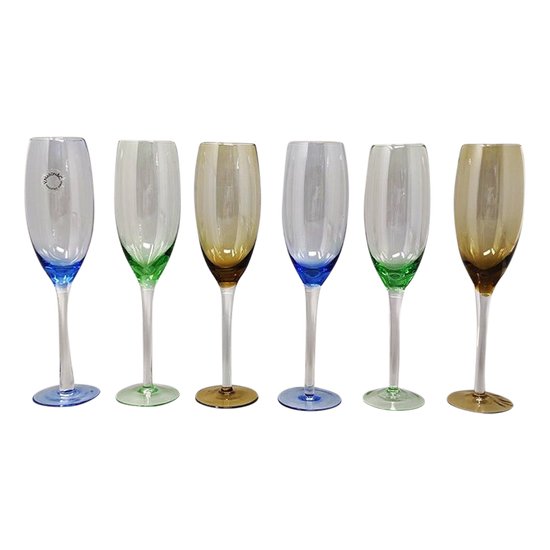 1970 Amazing set of six Murano glasses by Nason. Made in Italy