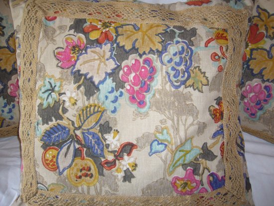 Ensemble de  5 coussins en toile imprimée ancienne début du XXe siècle