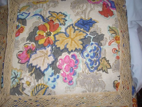 Ensemble de  5 coussins en toile imprimée ancienne début du XXe siècle