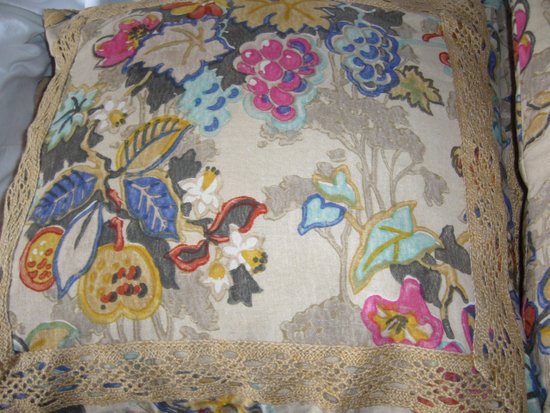 Ensemble de  5 coussins en toile imprimée ancienne début du XXe siècle