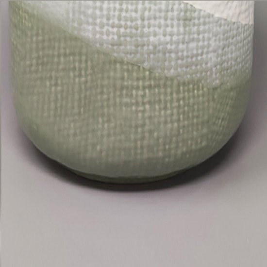 1970 Beautiful Green And White Ceramic Vase by F.lli Brambilla. Made in Italy