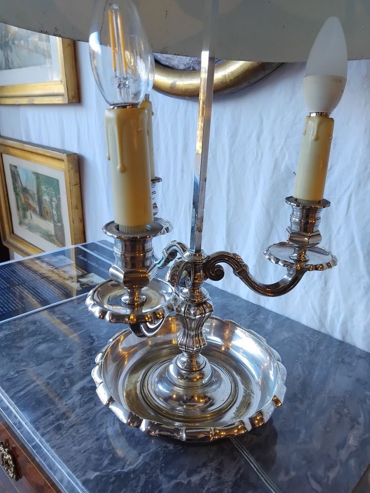 Bouillotte lamp - Silvered bronze - Late 19th century
