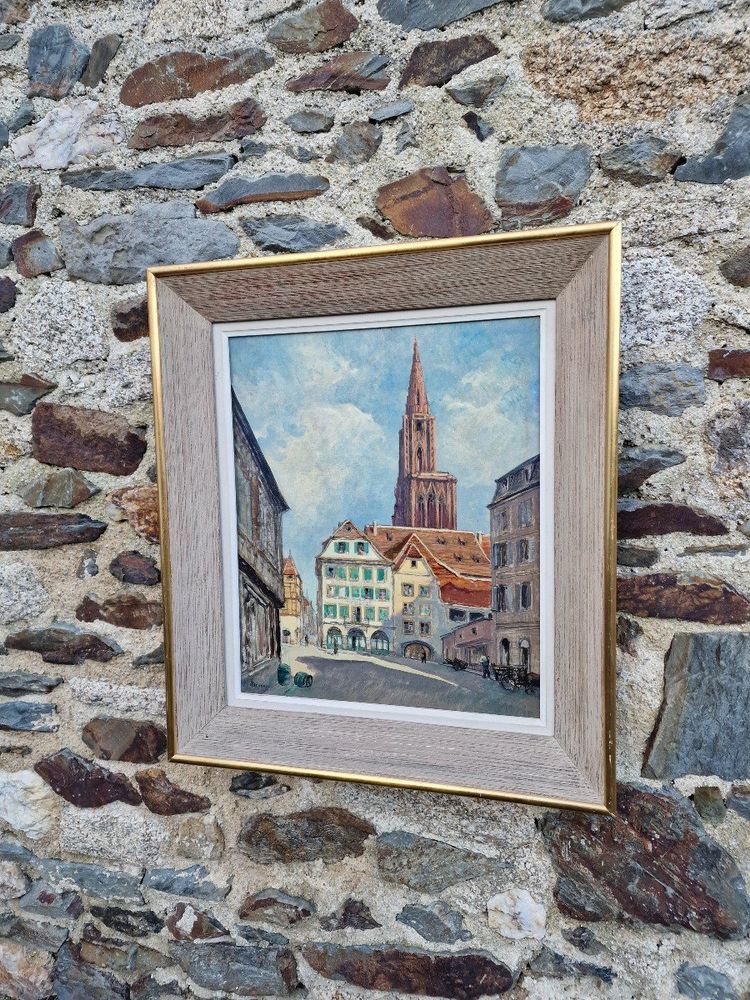 Tableau La Place Du Marché Aux Cochons De Lait à Strasbourg Devant La Cathédrale Alsace