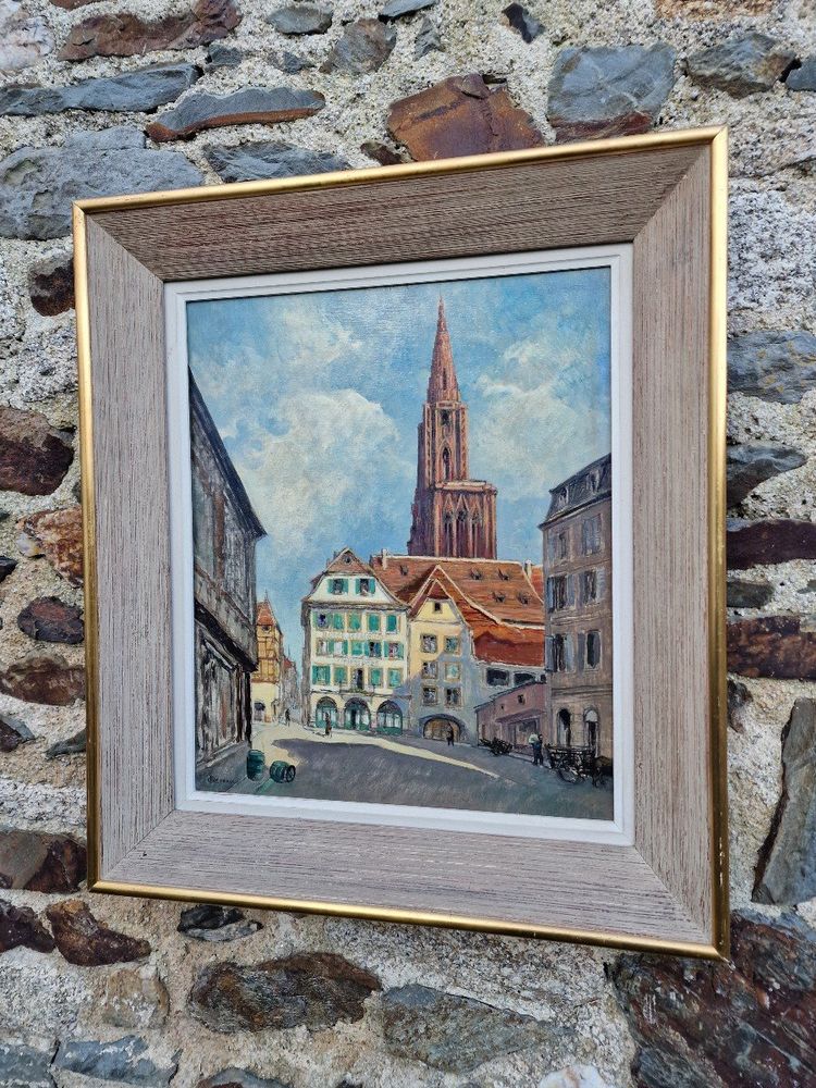 Tableau La Place Du Marché Aux Cochons De Lait à Strasbourg Devant La Cathédrale Alsace