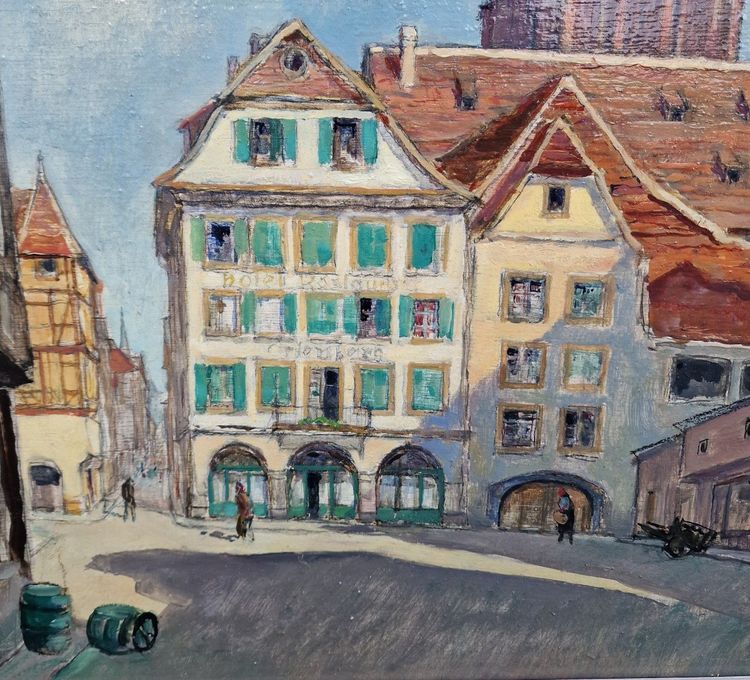 Tableau La Place Du Marché Aux Cochons De Lait à Strasbourg Devant La Cathédrale Alsace