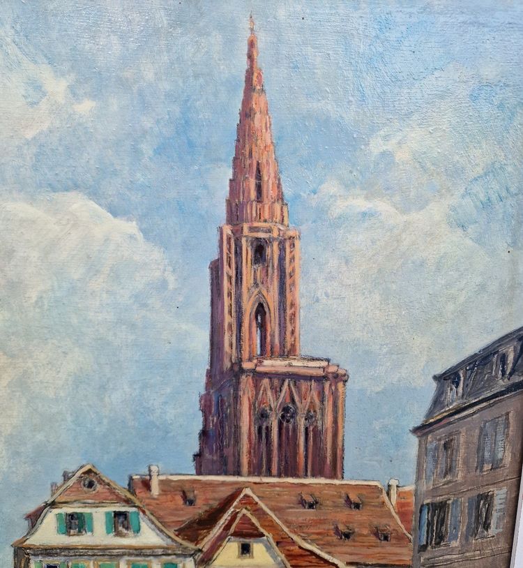 Tableau La Place Du Marché Aux Cochons De Lait à Strasbourg Devant La Cathédrale Alsace