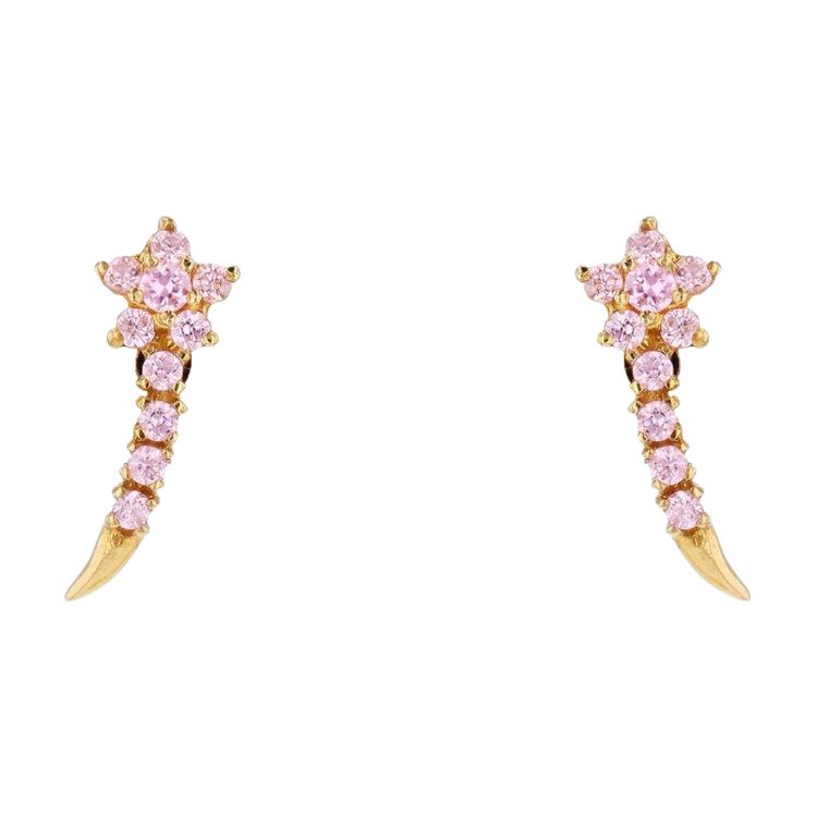 Orecchini gatto e orma oro smaltato 8x8 mm per bambina