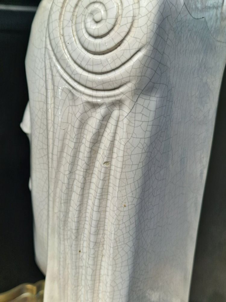 Important crackled ceramic queen's head after Gustave Miklos, Art Deco