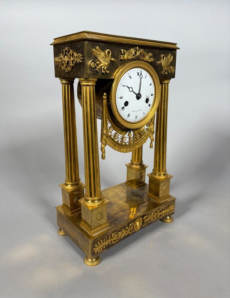 Bronze portico clock from the Empire period, 19th century