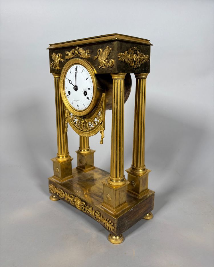 Bronze portico clock from the Empire period, 19th century