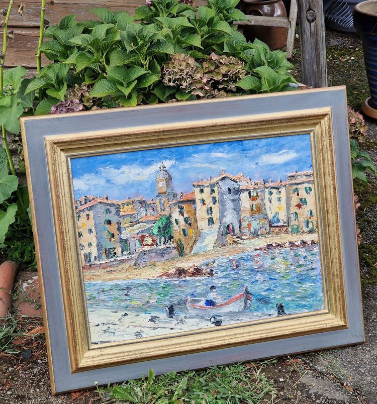 Painting of Saint Tropez, the fishermen's slipway in the port, 1936, oil on canvas