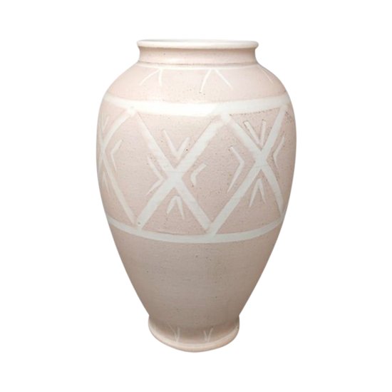 1960 Bellissimo vaso in ceramica rosa di Deruta. Fatto a mano in Italia