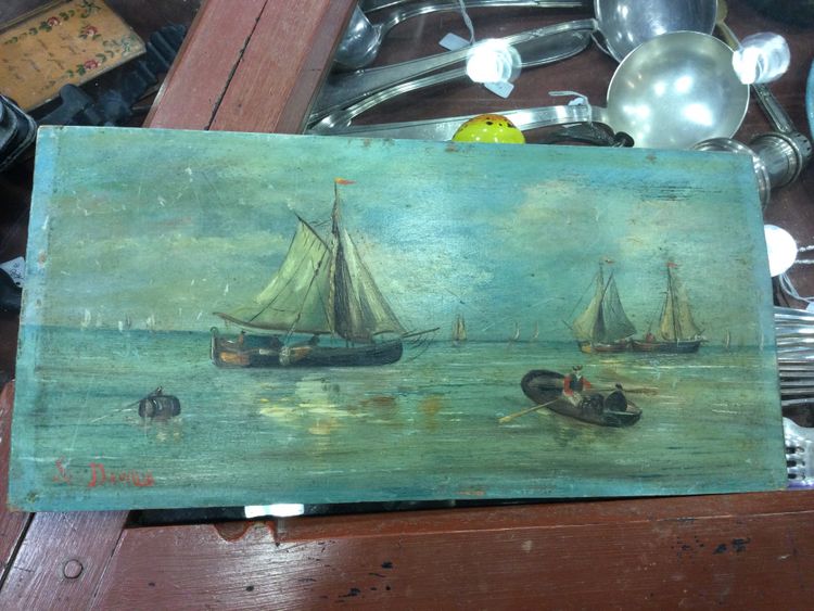 Small marine on wood