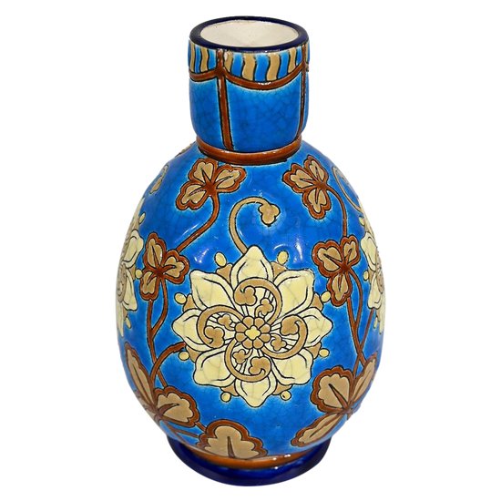 Small Vase with Flowers decoration in Lonwgy enamels - Early XXth century