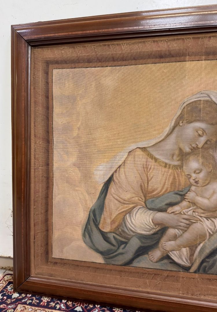 Olio su tela di grandi dimensioni, scuola italiana, fine XIX secolo: Vergine col Bambino