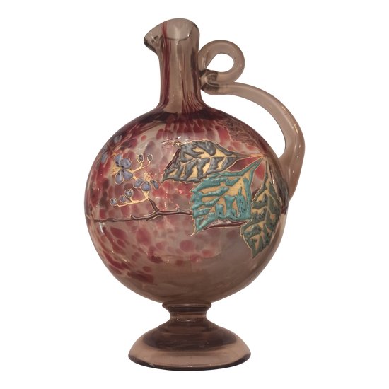 Enamelled glass carafe