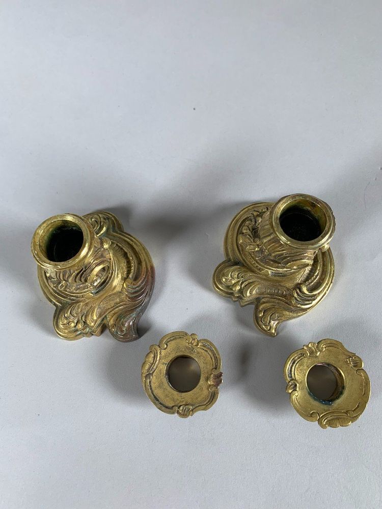 Rococo Louis XV Style Gilt Bronze Candlesticks, 19th Century
